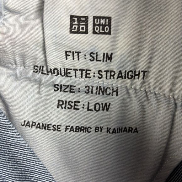 Uniqlo Jeans Mens 31 (34x30 ACTUAL) Low Rise Slim Straight Leg Japanese Kaihara - Picture 15 of 16